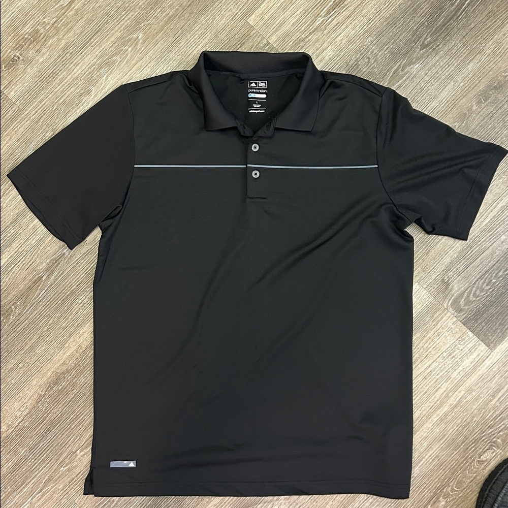 Adidas Black Polo Shirt with Gray Stripe